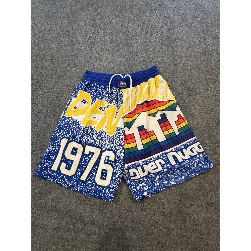 Denver Nuggets Shorts Mens Large Blue Yellow 1976 NBA Basketball Mitchell Ness